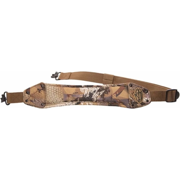 Right Waterfowl High Brass Classic Non-Slip Gun Sling with Brass Rivets and Cinch Buckle - Universal Metal Gun Clips Included