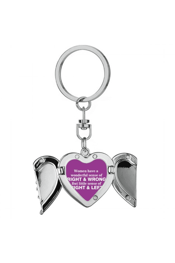 Right Wrong Left Right Drive Heart Angel Wing Key Chain Holder