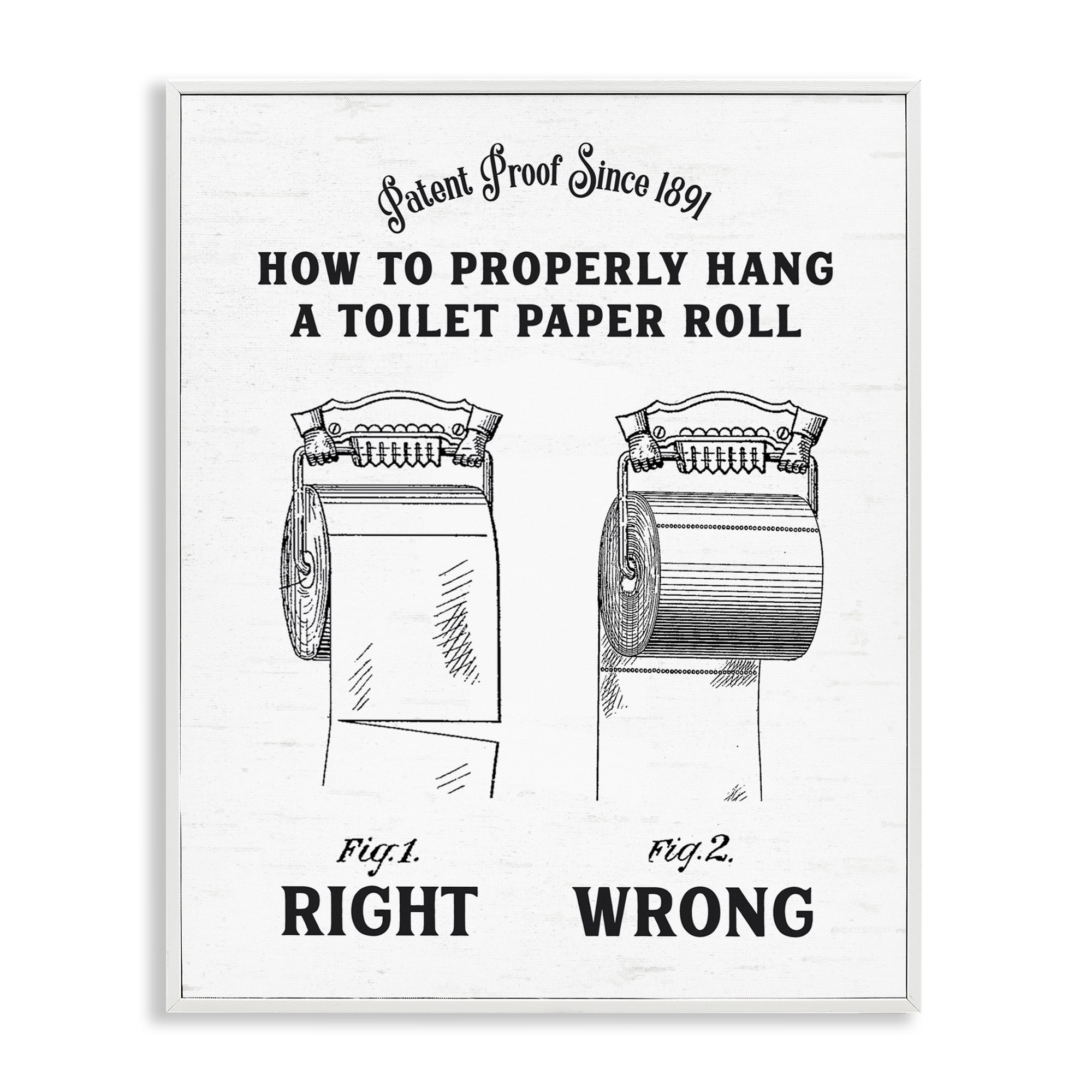 Right & Wrong Toilet Roll White Framed Giclee Art, design by Lettered and Lined