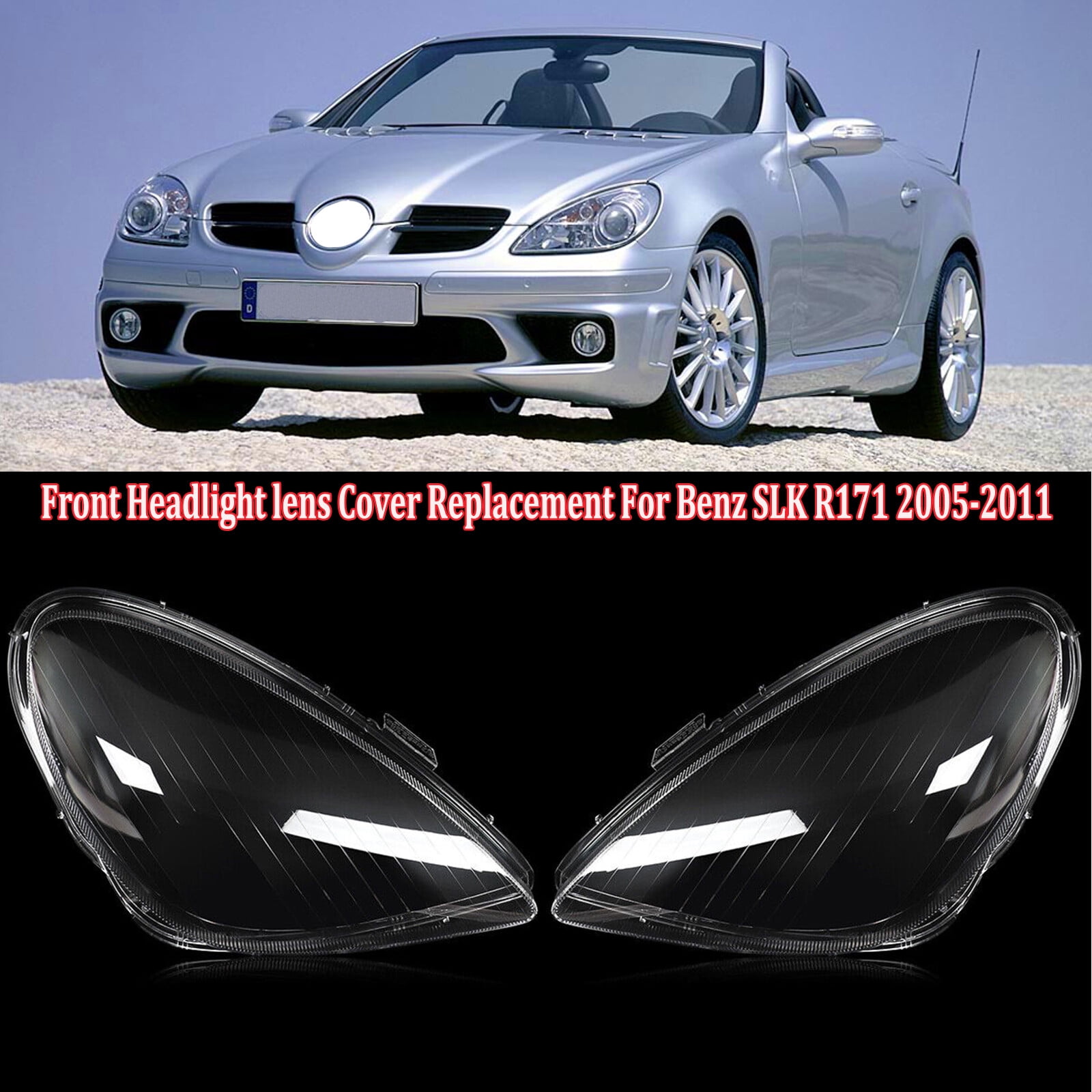 Mercedes R171 Cover Right + left headlight glass cover for 2005-2011 for Mercedes-Benz SLK ...