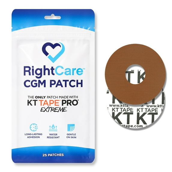 RightCare CGM Adhesive Patch for Libre, Uncovered Circle, Caramel, Bag of 25