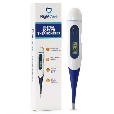 RightCare Digital Thermometer for Oral, Armpit, and Body Temperature with Flexible Soft Tip for Easy Fast Results, All Ages, 1 Count