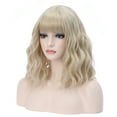thumbnail image 1 of RightOn 14" Blonde Wig Short Curly Wig with Bangs Blonde Wig Synthetic Wigs Women Girls Blonde Wig with Wig Cap, 1 of 6