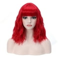 thumbnail image 1 of RightOn 14" Bright Red Wig Short Curly Wig with Bangs Red  Wig Synthetic Wig Women Girls Red Wig with Wig Cap, 1 of 6