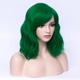 thumbnail image 1 of RightOn 14'' Green Wig Short Curly Wig with Bangs Green Hair Wigs Women Girls Dark Green Wig with Wig Cap, 1 of 6