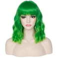 thumbnail image 1 of RightOn 14" Green Wig Short Curly Wig with Bangs Synthetic Wigs Women Girls Ombre Green Wig with Wig Cap, 1 of 4