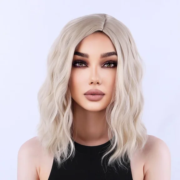 RightOn 14 Inches Blonde Wig Short Curly Wig for Women Daily Use