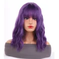 thumbnail image 1 of RightOn 14 Inches Deep Purple Wig with Bangs Short Curly Wig for Women Daily Use, 1 of 4