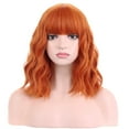 thumbnail image 1 of RightOn 14" Orange Wig Short Curly Wig with Bangs Dark Orange Wavy Bob Wig Women Orange Synthetic Hair Wigs with Wig Cap, 1 of 8