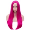 thumbnail image 1 of RightOn 25" Hot Pink Wig Long Straight Wig Rose Red Wig Charming Women Girls Straight Wigs for Cosplay Party or Daily Use Wig Cap Included, 1 of 7