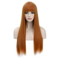 thumbnail image 1 of RightOn 28" Orange Wigs Straight Long Hair Wigs with Bangs Women Girls Light Orange Wig Synthetic Natural Looking Wig with Wefted Wig Cap, 1 of 7