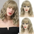thumbnail image 1 of RightOn Blonde Wig for Women Short Curly Wavy Blonde Wig with Bangs Ash Blonde Wig Synthetic Hair Party Wigs with Wig Cap, 1 of 7