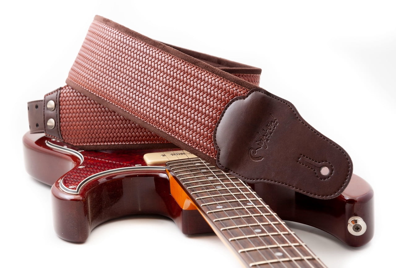 RightOn! Bond-80 Bass Guitar Strap with Vegan Leather - Brown
