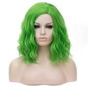 RightOn Orange Wig for Women Flame Color Wig Orange Ombre Wig Short Curly Wavy Bob Wig Fire Wig Synthetic Cosplay Party Wig