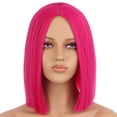 thumbnail image 1 of RightOn Hot Pink Short Wigs Straight Bob Hair Wigs for Women Middle Part Synthetic Wigs Daily Party Use, 1 of 5
