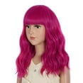 thumbnail image 1 of RightOn Hot Pink Wig  Bob Curly Hot Pink Wig Cosplay Wig with Bangs Cosplay Costumes Party Wig, 1 of 8