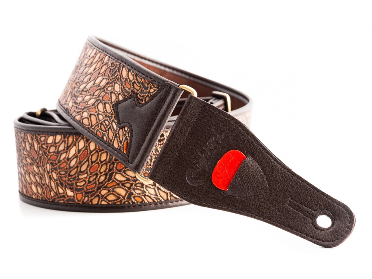 RightOn! Straps Alien Guitar Strap w/ Glittering Design - Brown