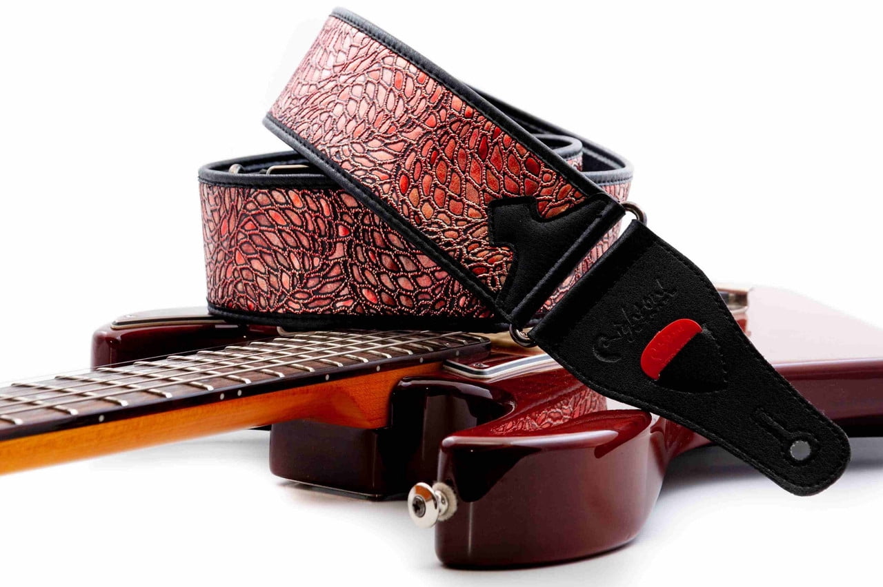 RightOn! Straps Alien Guitar Strap w/ Glittering Design - Red