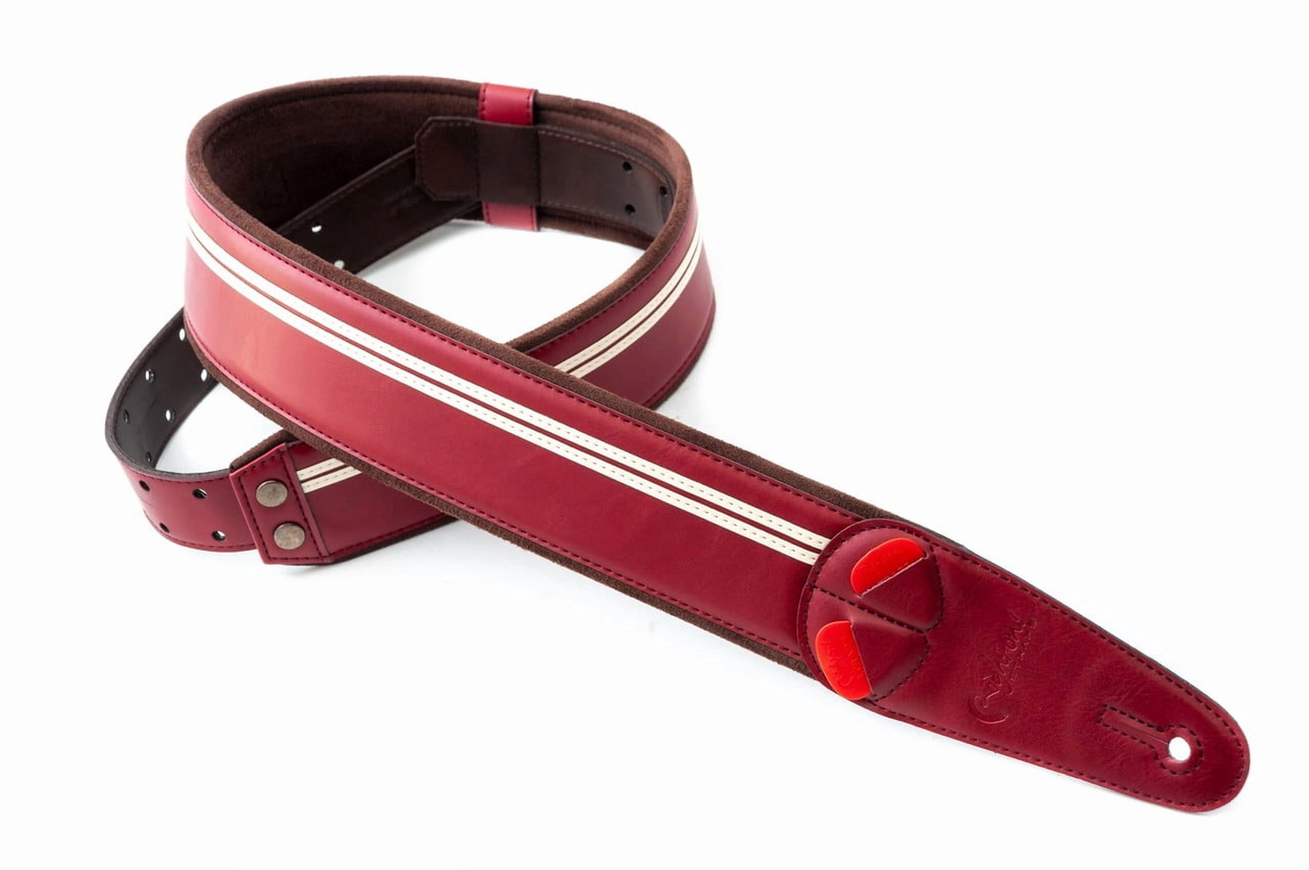 RightOn! Straps Mojo Collection Race-60 Guitar & Bass Strap made with Vegan Leather – Stylish and Comfortable - Red