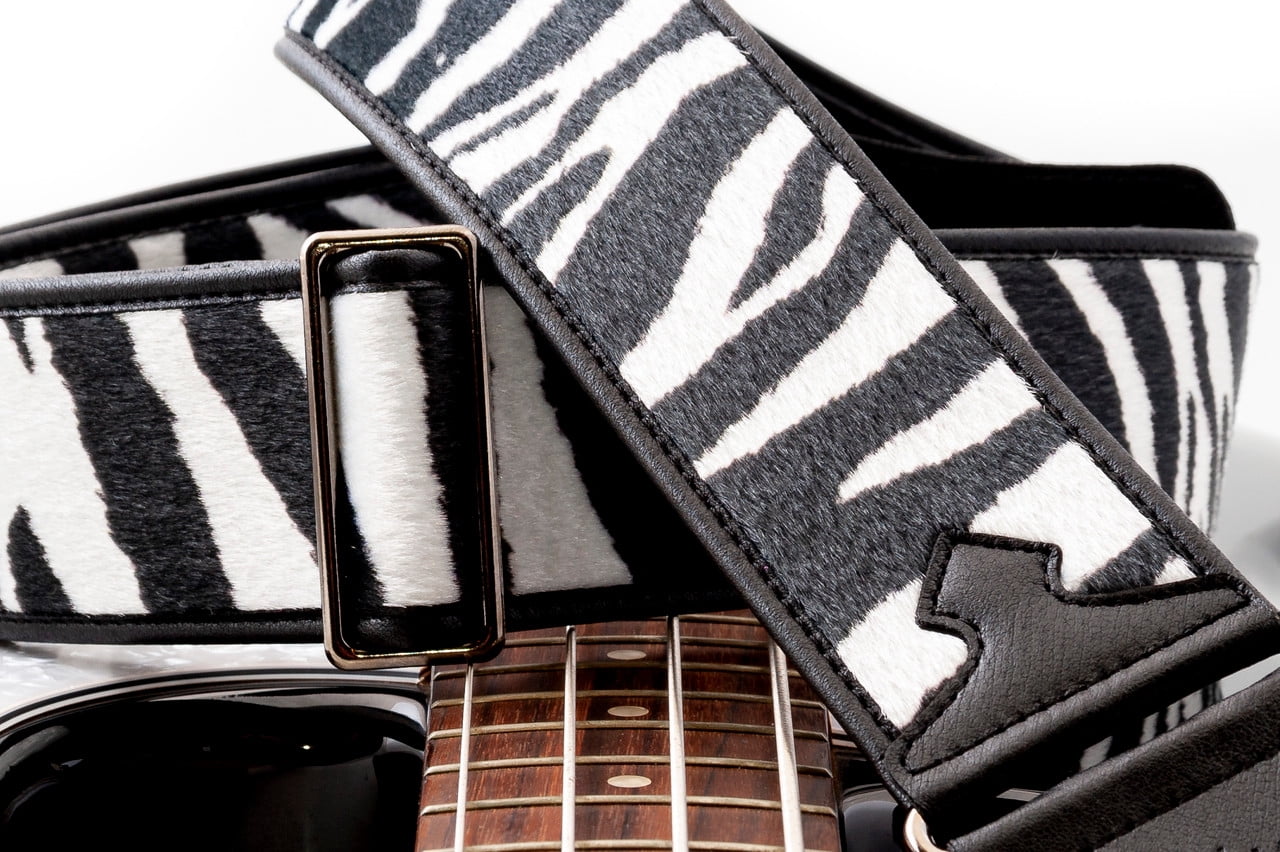 RightOn! Straps Zebra Guitar Strap – Vegan Faux Leather Design