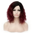 thumbnail image 1 of RightOn Wine Red Wig for Women Short Curly Wavy Bob Wig Black to Wine Red Hair Wig with Wig Cap, 1 of 5