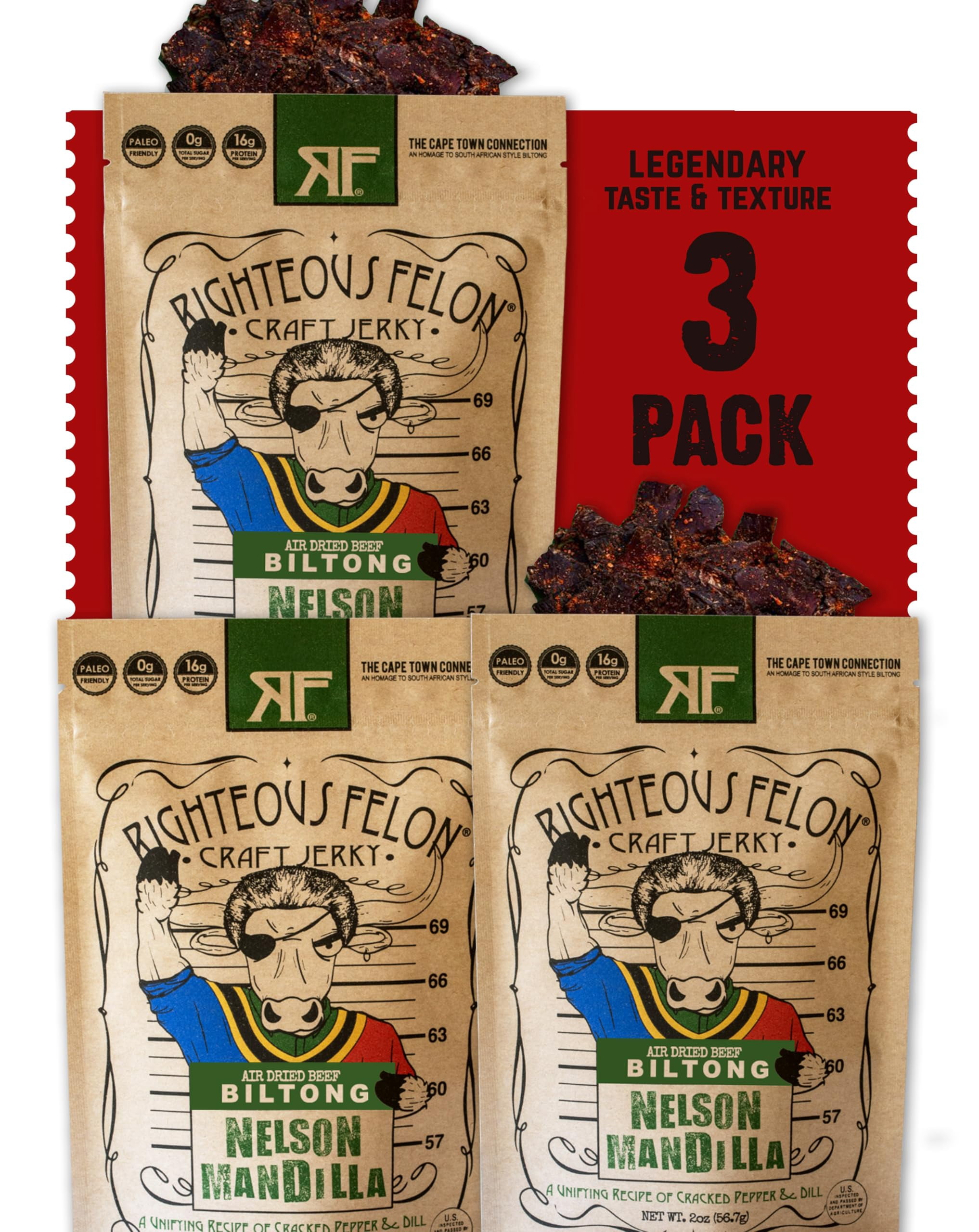Righteous Felon BiltongTRDN Beef Jerky | South African Biltong Snack