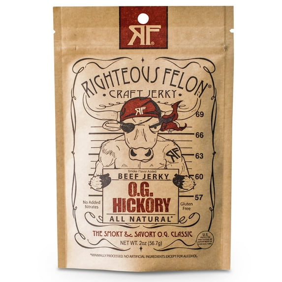 Righteous Felon Craft Jerky Beef Jerkey - 2 Oz