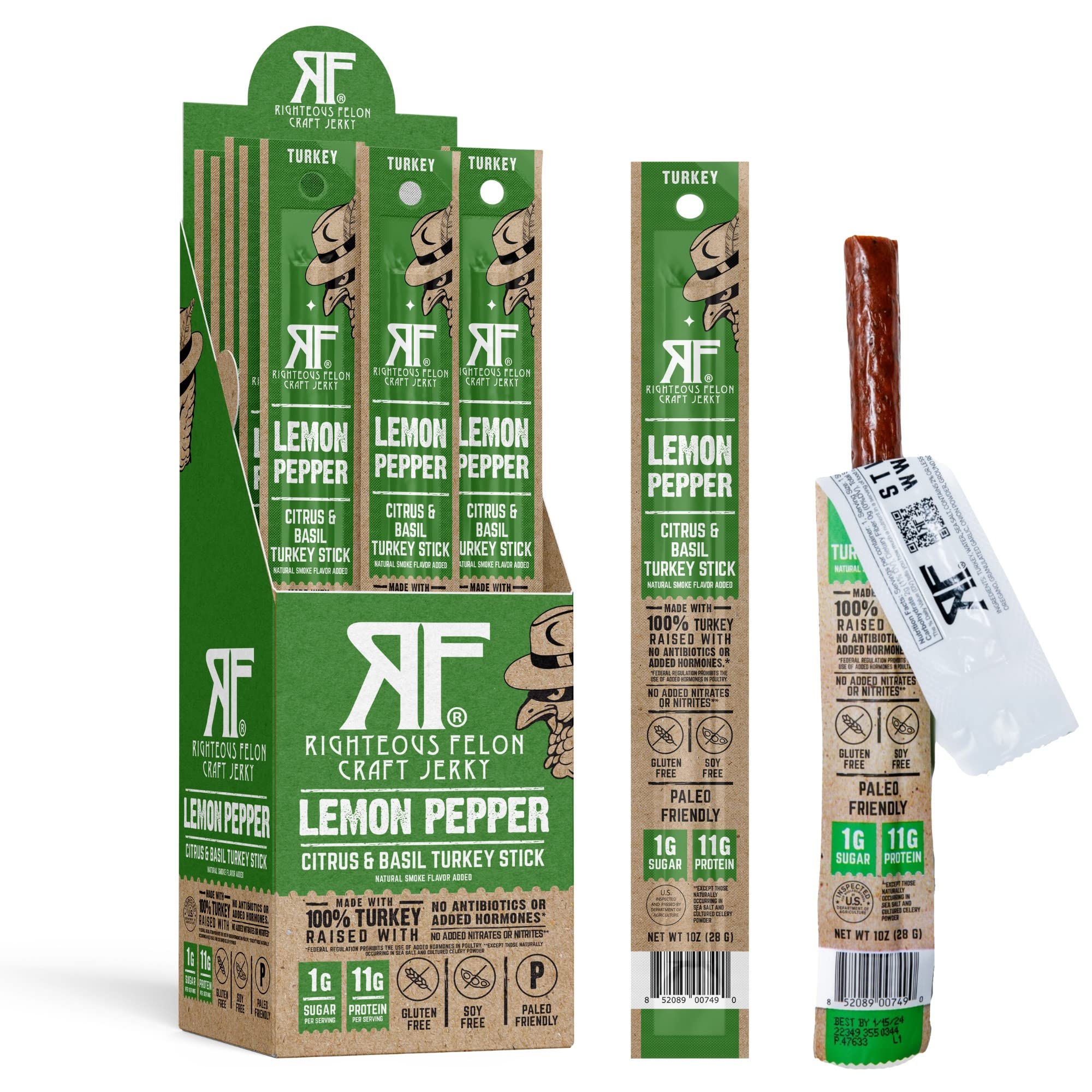 Righteous Felon Jerky Meat Sticks, Gluten Free, Healthy Snacks for
