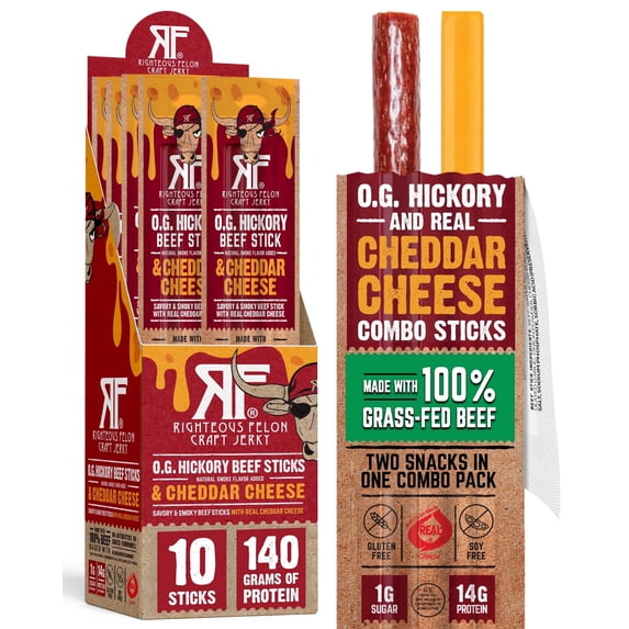 Righteous Felon Righteous Felon O.G. Hickory Beef Stick & Real Cheddar Cheese Combo — product image