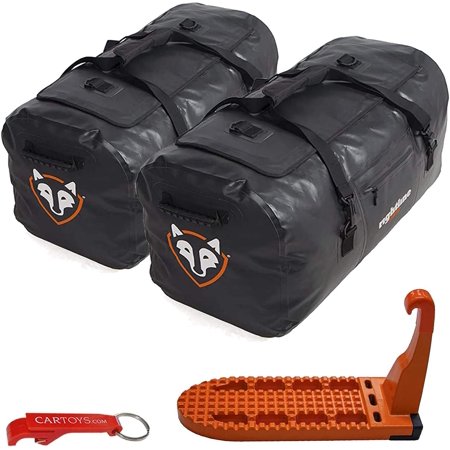 Rightline Gear 120L Duffle Bag 2-Pack & Moki Door Step Bundle for Secure Car Rooftop Storage. Two Jeep/4x4/Car Cargo Duffel Bags, Water-Resistant Overhead Cargo Solution. Keeps Out Water, Dust, & Dirt
