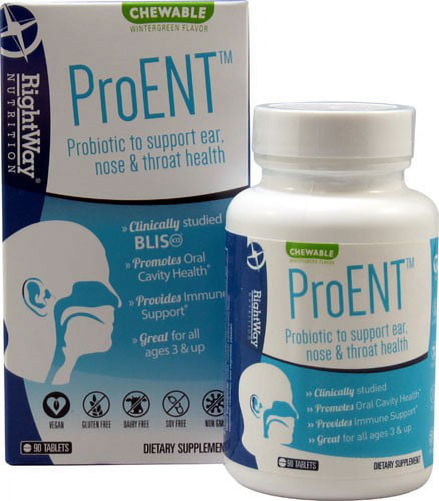 Rightway Nutrition ProENT Probiotic Ear, Nose & Throat 90 Chewable