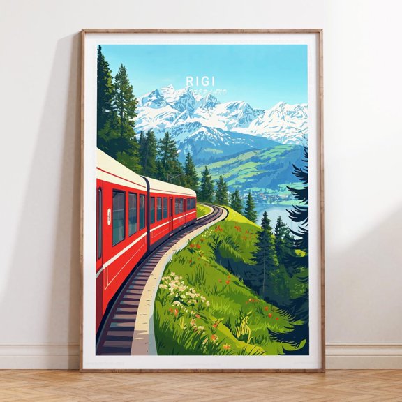 Rigi Switzerland Alpine Mountain Summit Print, Unframed Paper Print Size 8x12