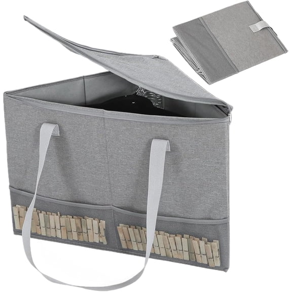 Rigid Hanger Organizer with Lid - Foldable Dustproof Storage Bin, Space Saving Hanger Container for Closet, Bedroom, Dorm, Laundry & Apartment Organization