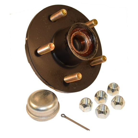 Rigid Hitch Pre-Greased Trailer Hub Kit - for 1-3/8" Inner / 1-1/16" Outer Tapered Spindle - 5 Bolt on 4-1/2" Bolt Circle (RHI-H-1000-PG)