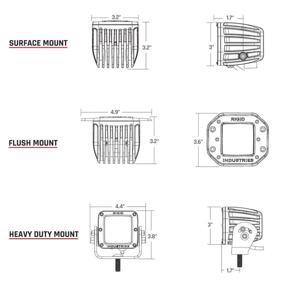 Rigid Industries D-Series Pro Spot Surface Mount LED Light Pods