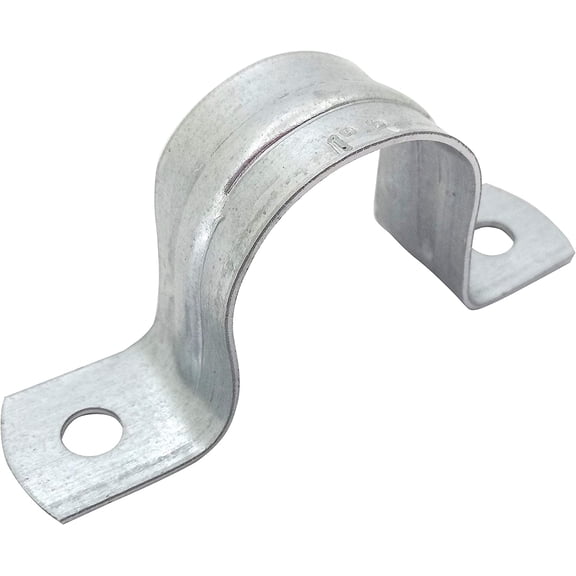 Rigid Pipe Strap Clamp Hanger, 2 Holes, Galvanized or PVC Pipes, IMC Conduit (10, 1 Inch)