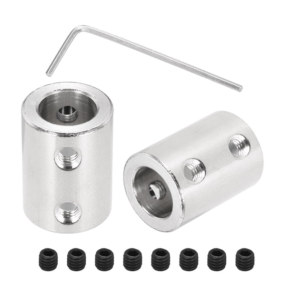 Rigid Screw Coupling 10mm to 10mm Shaft Coupler Connectors L22mm x D16mm Steel Joint Connectors Rigid Coupling Set for 3D Printers DIY Encoder with 24 Screw & Hex Wrench, 6 Pcs