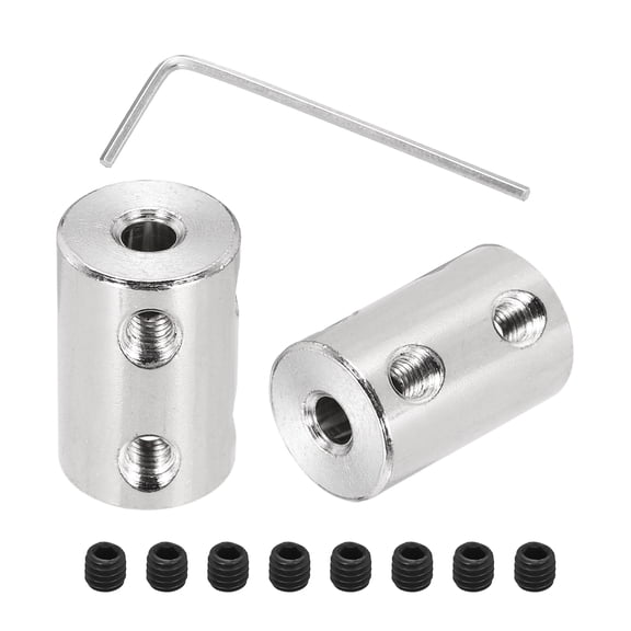 Rigid Screw Coupling 4mm to 4mm Shaft Coupler Connectors L22mm x D14mm Steel Joint Connectors Rigid Coupling Set for 3D Printers DIY Encoder with 24 Screw & Hex Wrench, 6 Pcs