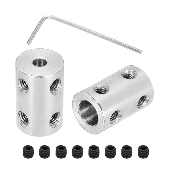 Rigid Screw Coupling 4mm to 8mm Shaft Coupler Connectors L22mm x D14mm Steel Joint Connectors Rigid Coupling Set for 3D Printers DIY Encoder with 24 Screw & Hex Wrench, 6 Pcs