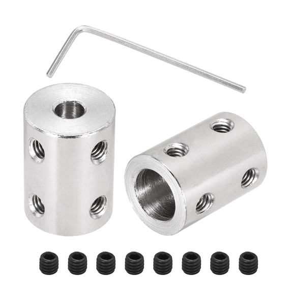 Rigid Screw Coupling 5mm to 10mm Shaft Coupler Connectors L22mm x D16mm Steel Joint Connectors Rigid Coupling Set for 3D Printers DIY Encoder with 24 Screw & Hex Wrench, 6 Pcs
