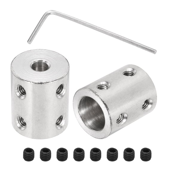 Rigid Screw Coupling 5mm to 12mm Shaft Coupler Connectors L22mm x D18mm Steel Joint Connectors Rigid Coupling Set for 3D Printers DIY Encoder with 24 Screw & Hex Wrench, 6 Pcs