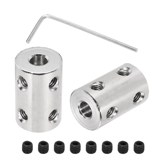 Rigid Screw Coupling 5mm to 5mm Shaft Coupler Connectors L22mm x D14mm Steel Joint Connectors Rigid Coupling Set for 3D Printers DIY Encoder with 24 Screw & Hex Wrench, 6 Pcs