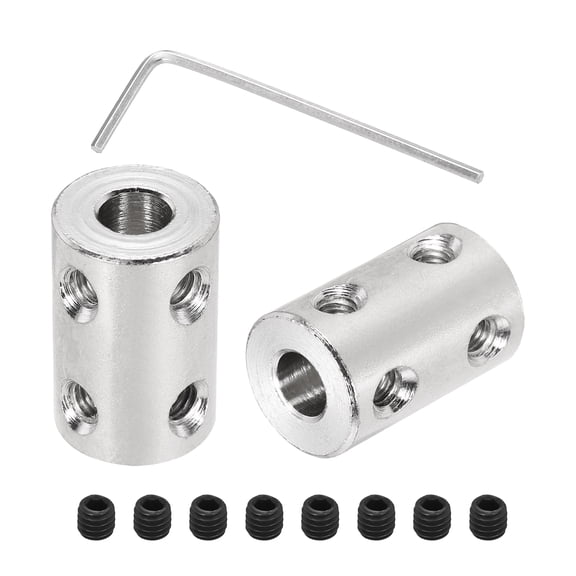 Rigid Screw Coupling 6mm to 6mm Shaft Coupler Connectors L22mm x D14mm Steel Joint Connectors Rigid Coupling Set for 3D Printers DIY Encoder with 24 Screw & Hex Wrench, 6 Pcs