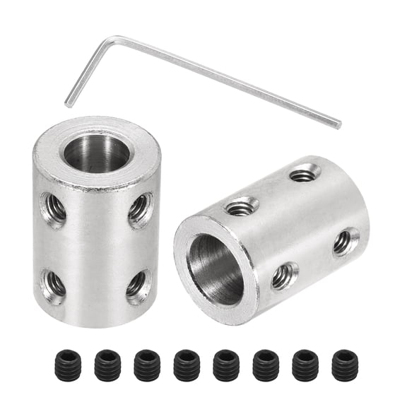Rigid Screw Coupling 8mm to 10mm Shaft Coupler Connectors L22mm x D16mm Steel Joint Connectors Rigid Coupling Set for 3D Printers DIY Encoder with 24 Screw & Hex Wrench, 6 Pcs