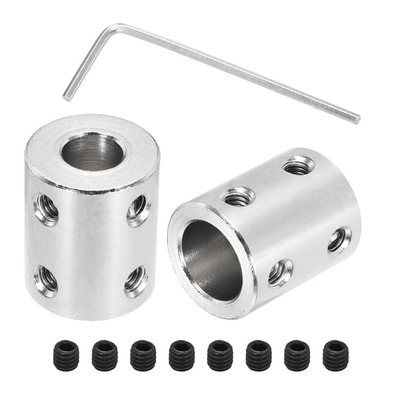 Rigid Screw Coupling 8mm to 12mm Shaft Coupler Connectors L22mm x D18mm Steel Joint Connectors Rigid Coupling Set for 3D Printers DIY Encoder with 24 Screw & Hex Wrench, 6 Pcs