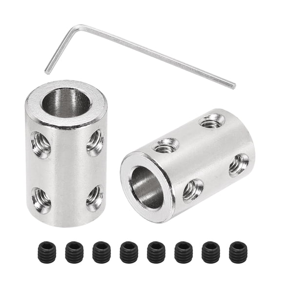 Rigid Screw Coupling 8mm to 8mm Shaft Coupler Connectors L22mm x D14mm Steel Joint Connectors Rigid Coupling Set for 3D Printers DIY Encoder with 24 Screw & Hex Wrench, 6 Pcs