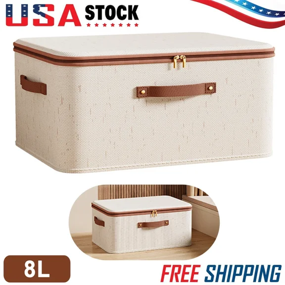 Rigid Storage Bin Cotton Linen Fabric Storage Box Foldable Clothes Storage Cube