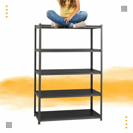 Rigma 5 Tier Garage Shelf, Heavy Duty Steel Shelving Unit, Adjustable Metal Multi-use Storage Rack, Shelves For Garage Kitchen Office Warehouse Industrial Utility Yard 47" W X 20" D X 72" H, Black