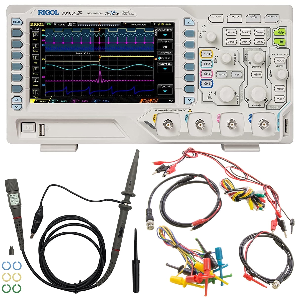 Rigol DS1054Z 50MHz 4-Channel Digital Oscilloscope with Test Lead Kit ...