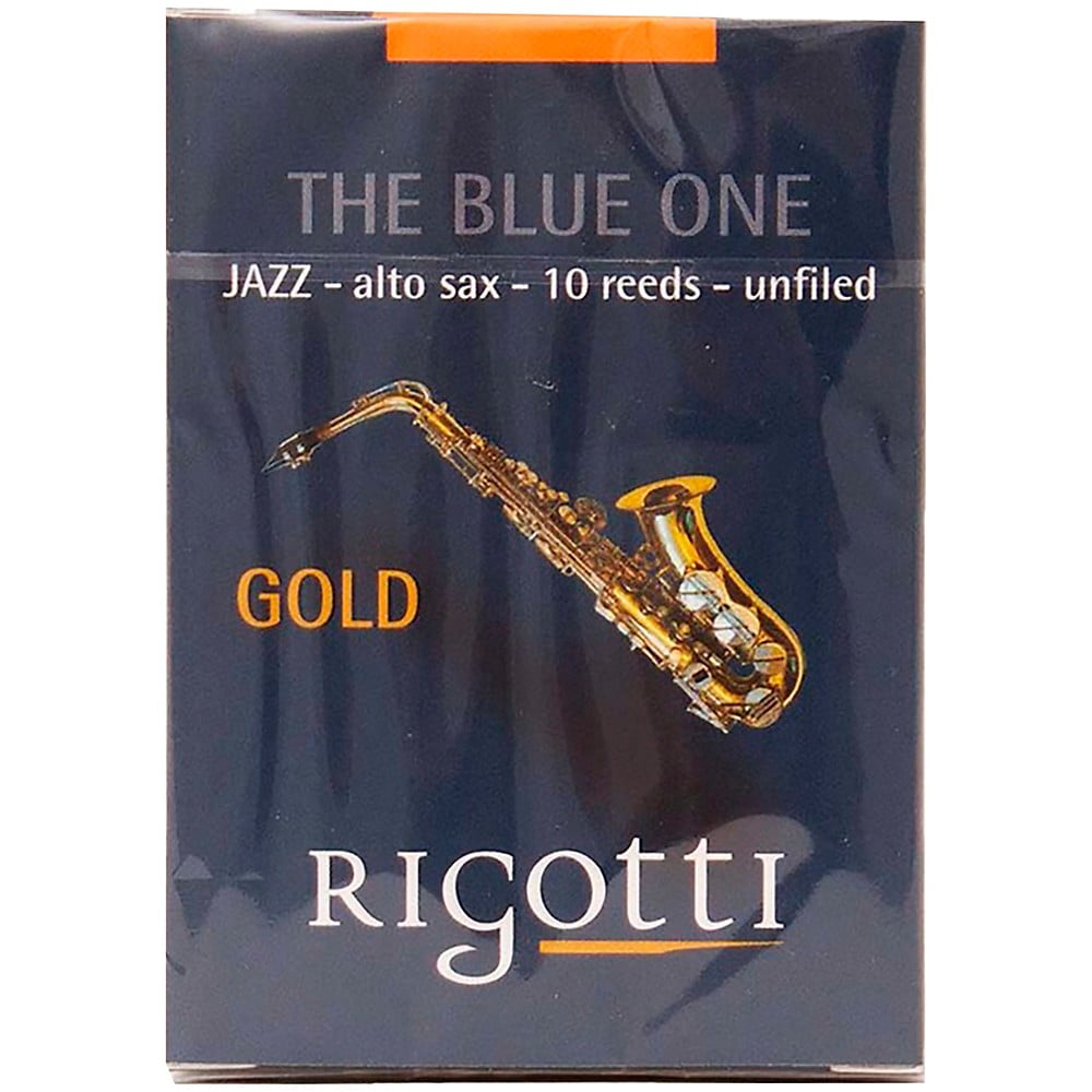 Rigotti Alto Saxophone Reed, Gold Jazz Cut 2.5 Medium 10 Pack